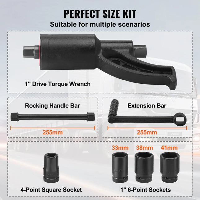 VEVOR Torque Multiplier, Heavy Duty Torque Multiplier Wrench Set, 1 Inch Drive Lug Nut Wrench Torque Multiplier, 1:58 4800N.m Lug Nut Remover, with 4 Sockets and Storage Case for Truck Trailer RV - MBXGadgets