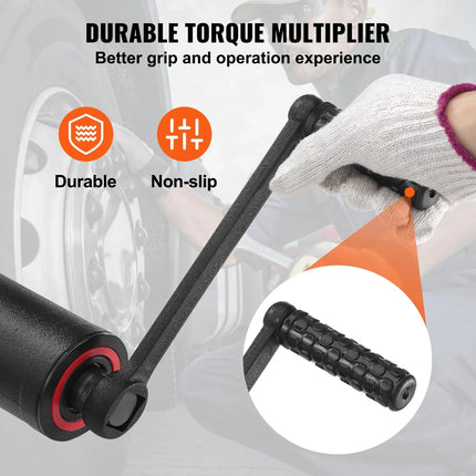 VEVOR Torque Multiplier, Heavy Duty Torque Multiplier Wrench Set, 1 Inch Drive Lug Nut Wrench Torque Multiplier, 1:58 4800N.m Lug Nut Remover, with 4 Sockets and Storage Case for Truck Trailer RV - MBXGadgets