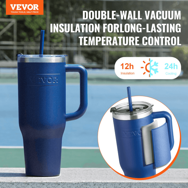 40 oz Insulated Water Bottle Stainless Steel Coffee Cup Handheld Blue - MBXGadgets