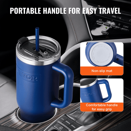 40 oz Insulated Water Bottle Stainless Steel Coffee Cup Handheld Blue - MBXGadgets