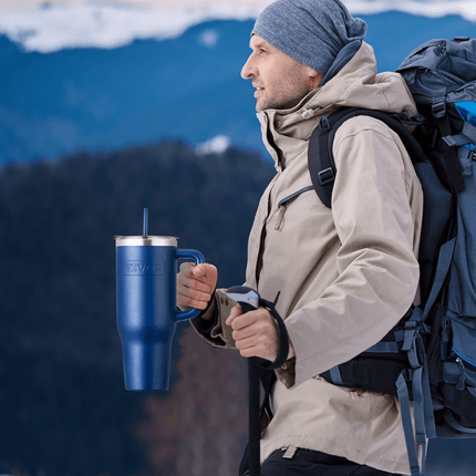 40 oz Insulated Water Bottle Stainless Steel Coffee Cup Handheld Blue - MBXGadgets