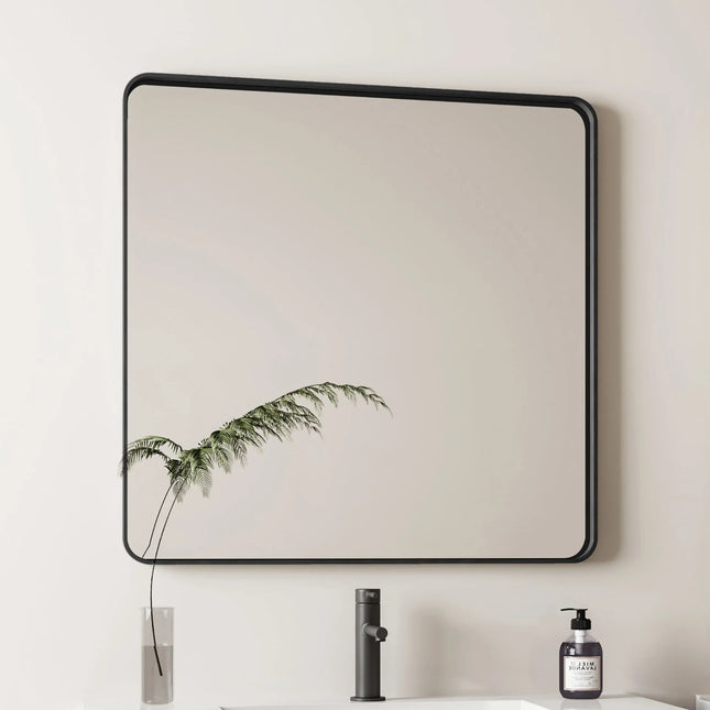 Wall Mirror 36x36 Inch Square Mirror Metal Framed Mirror Square Vanity Mirror Dressing Mirror, for Bathroom, Living Room, Bedroom Wall Decor, Black - MBXGadgets