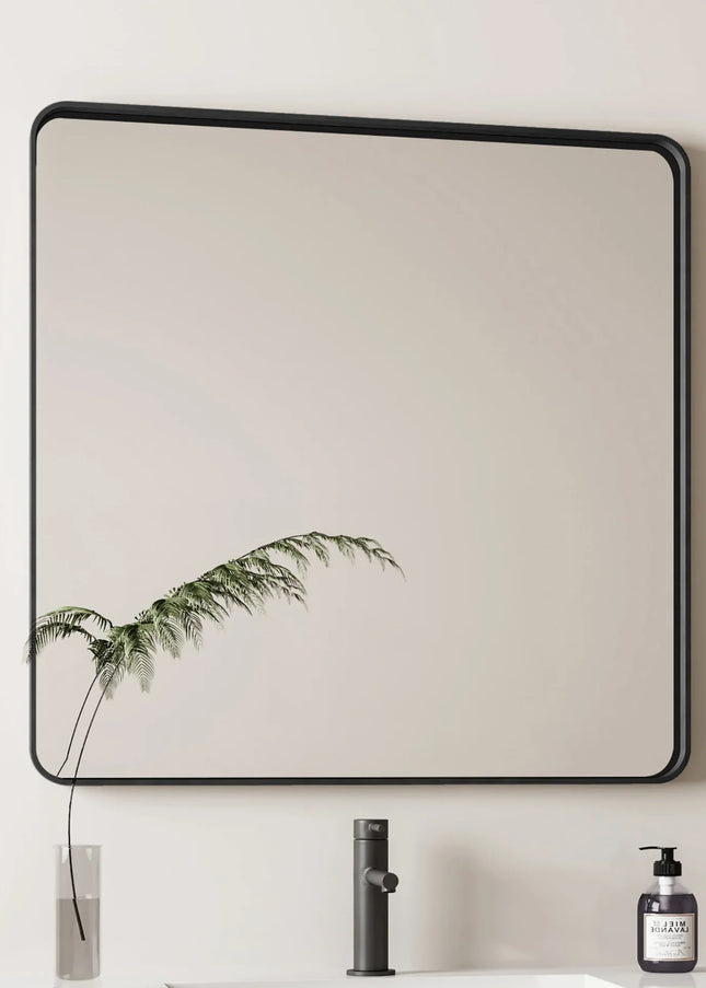 Wall Mirror 36x36 Inch Square Mirror Metal Framed Mirror Square Vanity Mirror Dressing Mirror, for Bathroom, Living Room, Bedroom Wall Decor, Black - MBXGadgets