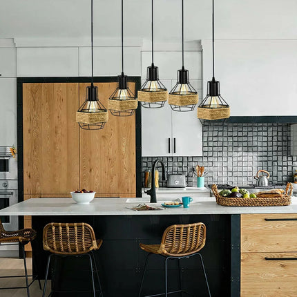 MBXGadgets Industrial Hemp Rope Chandelier Light - MBXGadgets