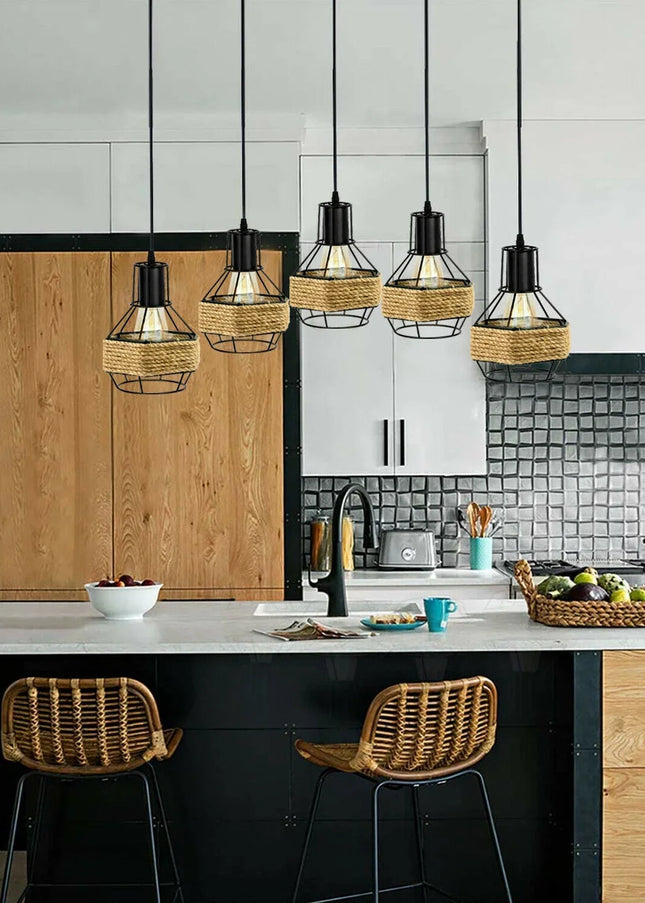 MBXGadgets Industrial Hemp Rope Chandelier Light - MBXGadgets