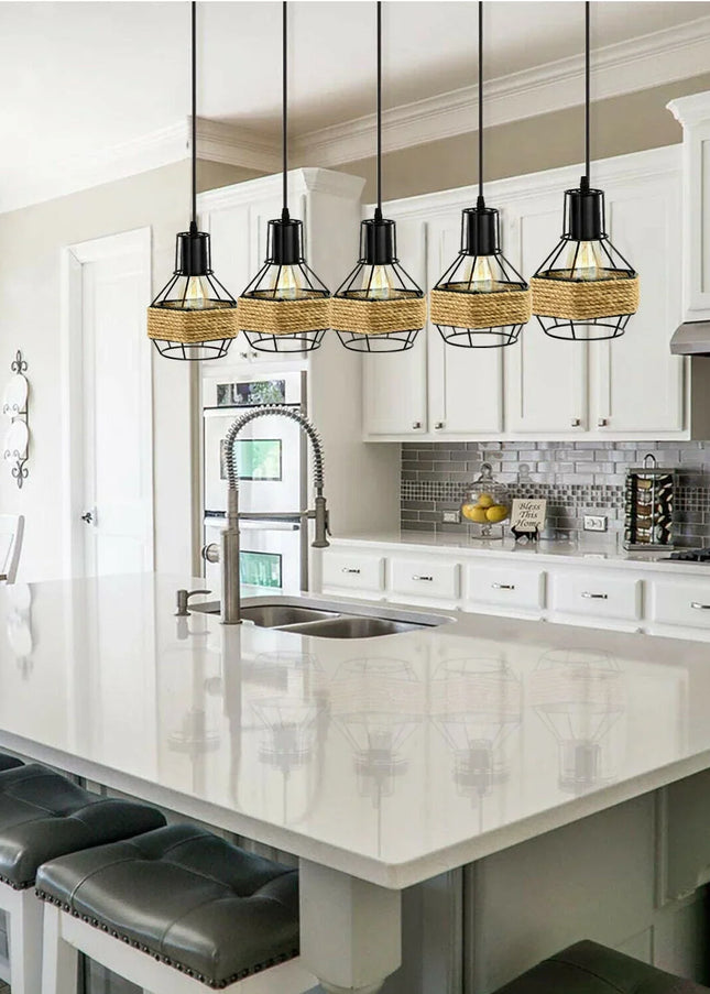 MBXGadgets Industrial Hemp Rope Chandelier Light - MBXGadgets