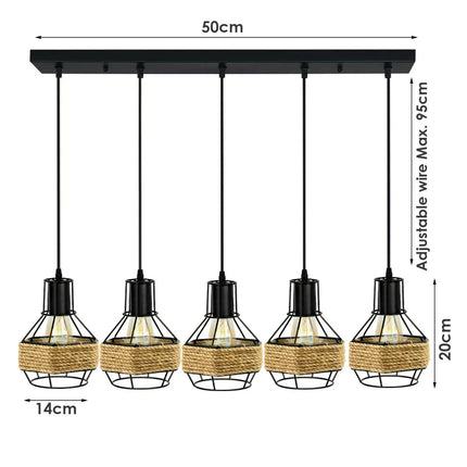 MBXGadgets Industrial Hemp Rope Chandelier Light - MBXGadgets