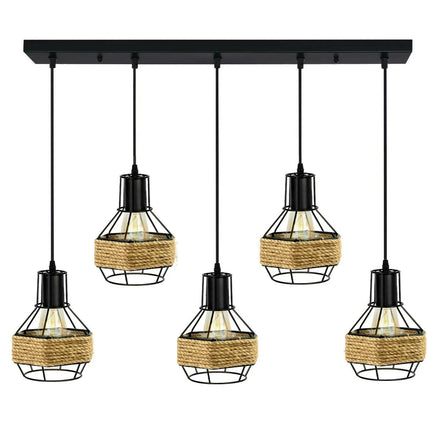 MBXGadgets Industrial Hemp Rope Chandelier Light - MBXGadgets