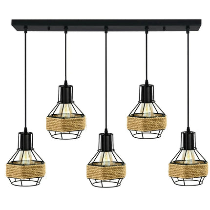 MBXGadgets Industrial Hemp Rope Chandelier Light - MBXGadgets