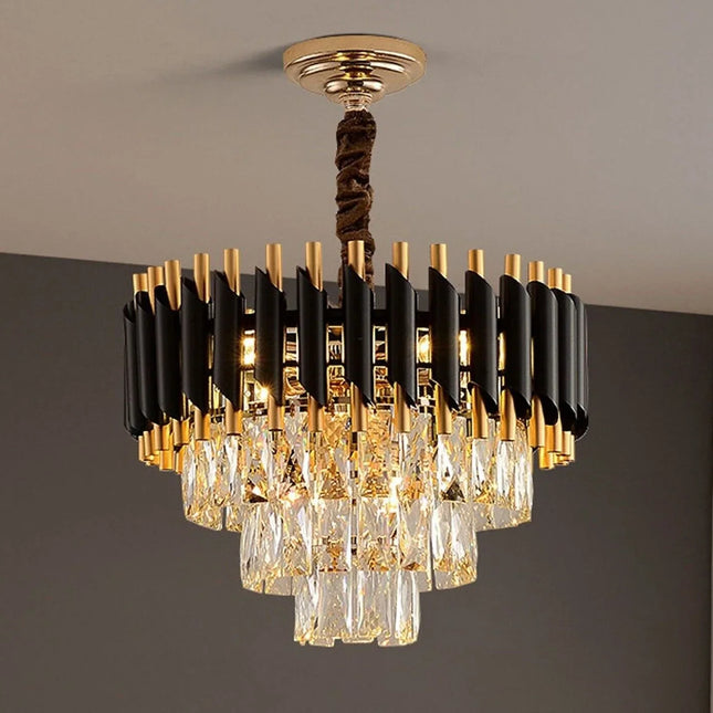 MBXGadgets Modern Crystal Black Gold Chandelier - MBXGadgets
