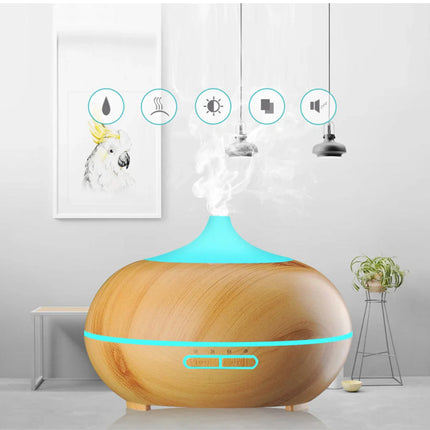 Mistyrious Essential Oil Humidifier Natural Oak Design With Easy Remote - MBXGadgets
