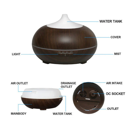 Mistyrious Essential Oil Humidifier Natural Oak Design With Easy Remote - MBXGadgets